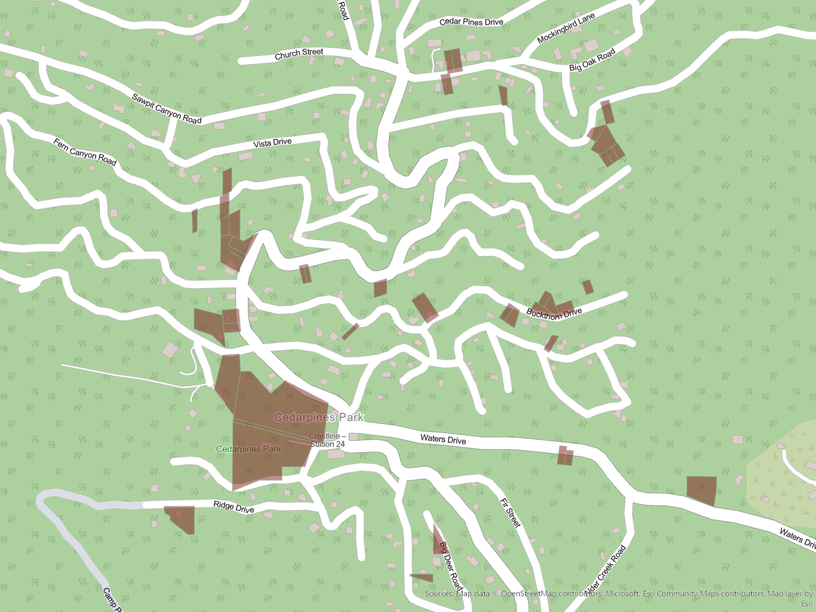 Cedar Pines Park parcel map